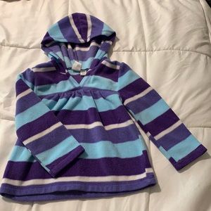Purple and blue fleece hoodie